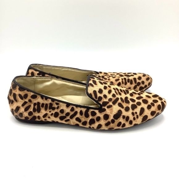 Birdies Starling Smoking Slipper in Cheetah Print Calf Hair Quilted Flats Size 7 - Picture 3 of 16